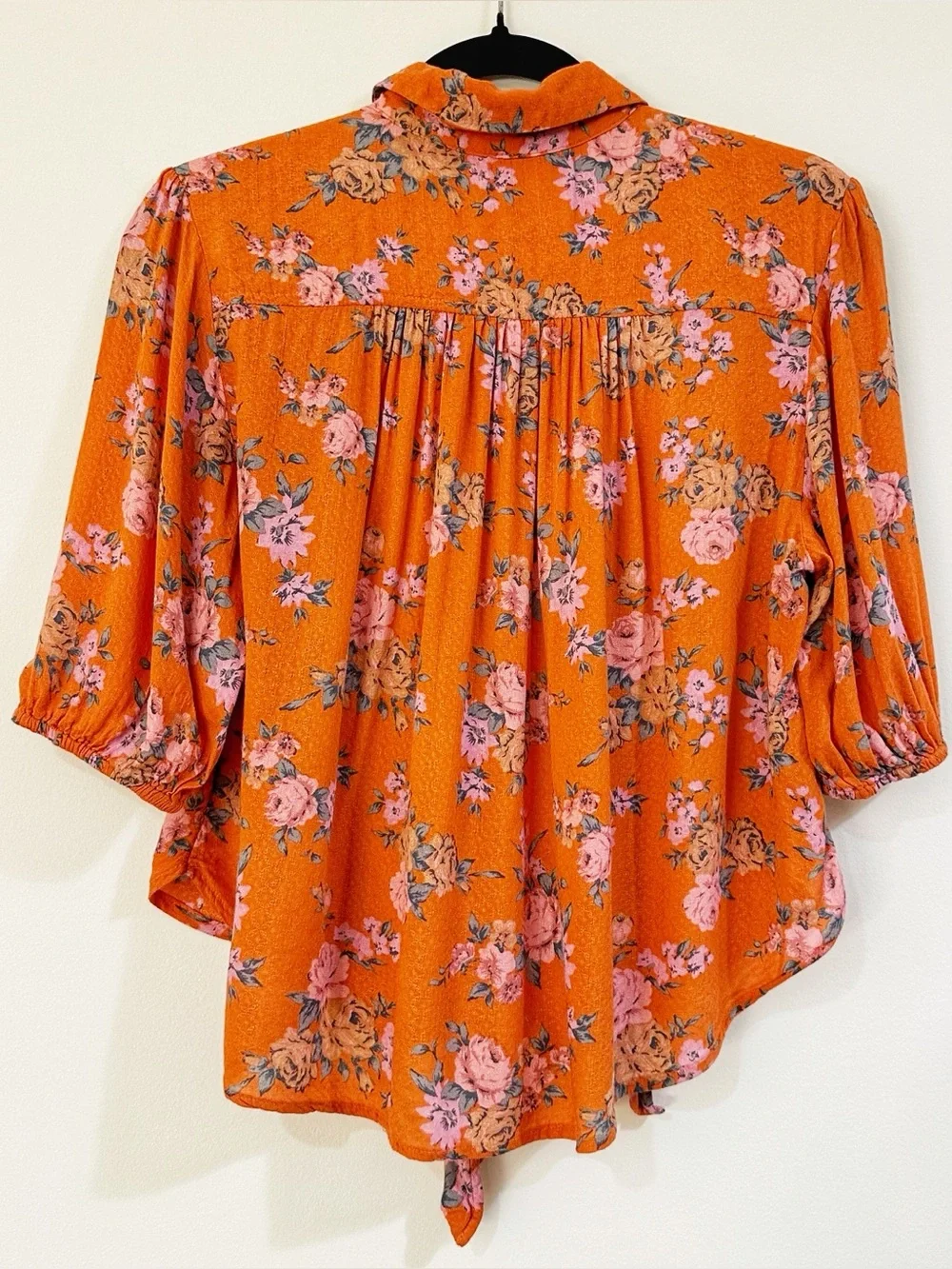 Free People Celia Floral Print Tie Front Blouse Size Small